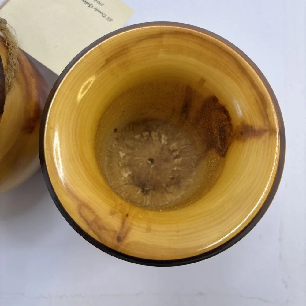 The Aspen Company Colorado Aspen Wood Vases Set of 2 Signed‎ Michelle Kay 2005